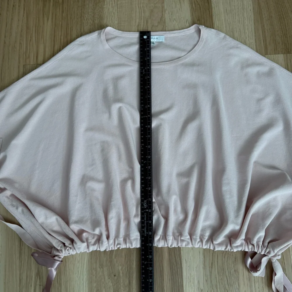Milly Elastic Tie Hem Pink Top Boat Neck Oversized Size Small - Picture 8 of 11